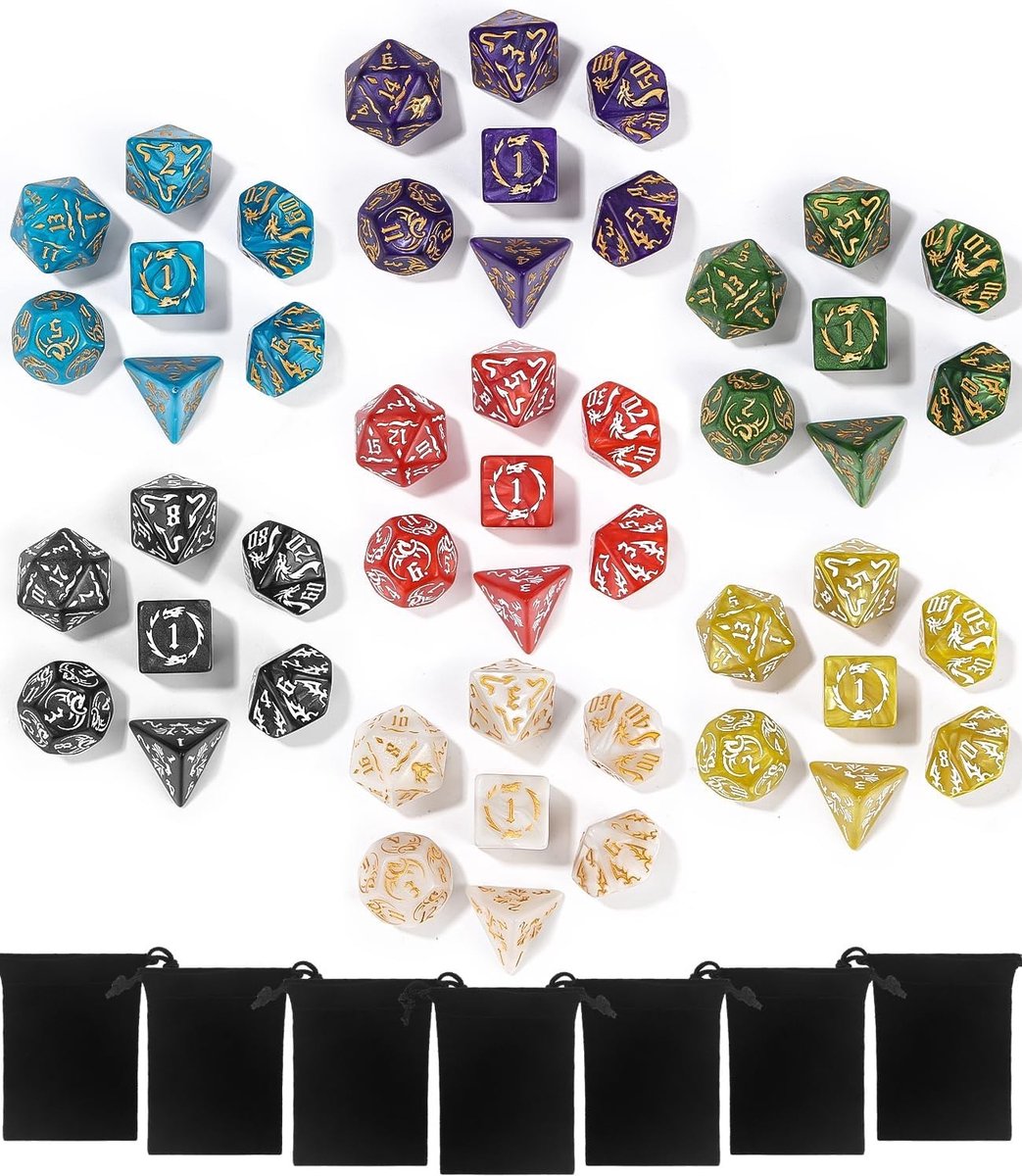 Polyhedrale dobbelstenen set van 49 stuks voor bordspellen, rollenspellen en tabletop games