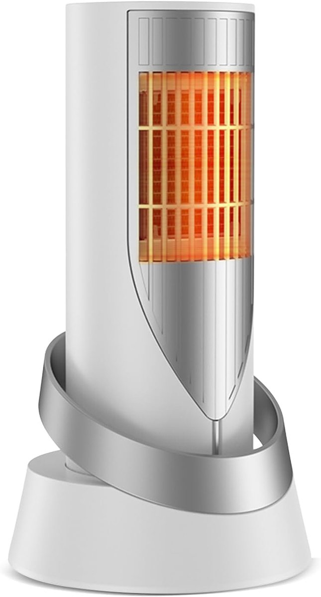 Mini-ventilatorkachel, laag stroomverbruik, stil, 1200 W, kantel- en oververhittingsbeveiliging, elektrische verwarming voor ruimtes voor thuis, kantoor