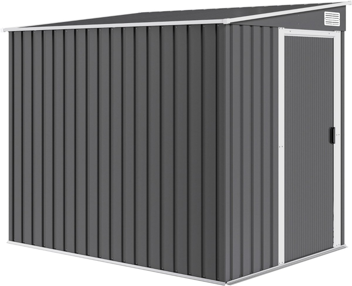 Tuinhuis - 154x206x181 cm - Donkergrijs - Lessenaarsdak - Gegalvaniseerd - Raam - Afsluitbaar
