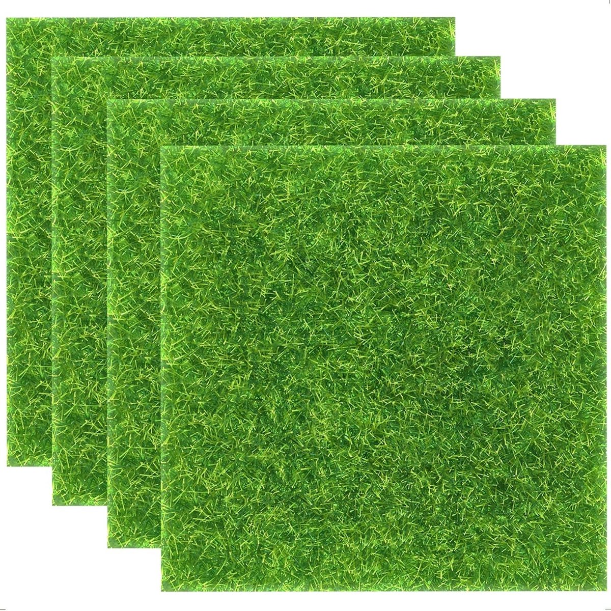 Mini Kunstgras Set van 4 Stukken 15 x 15 cm voor Modelbouw en Decoratie van Miniatuurlandschappen en Tuinen