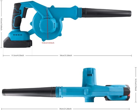 PODOFO Draadloze bladblazer - 2-in-1 - bladblazer én stofzuiger - Voor bladeren, sneeuw, zand & vuil - 24.000 RPM - 18V voor Makita accu — afbeelding 3
