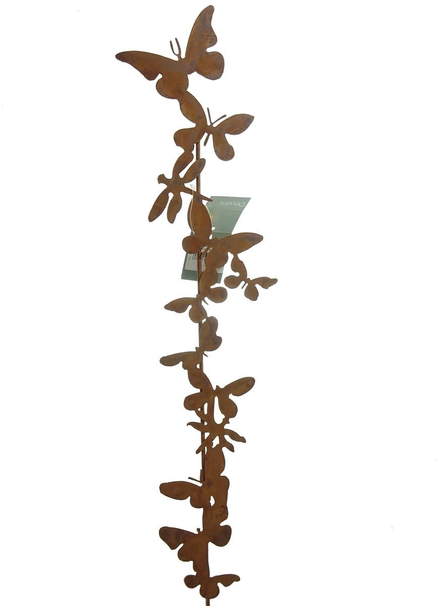 Decoris Tuinsteker Vlinders Roestlook 75 cm Metaal