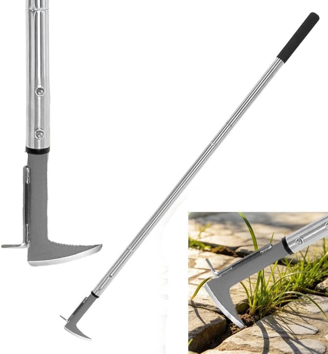 Ergonomische Weed Cutter met Lange Handgreep, Rvs Onkruidverwijderaar met Getande L-Vormige Rand voor Tuin en Oprit, Efficiënt Onkruid Bestrijden