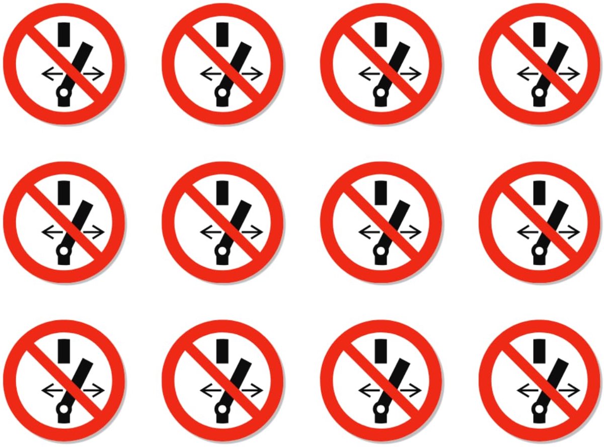 Verboden: P031 - DIN EN ISO 7010 / ASR A1.3 - Stickers: Ø 2,5 cm, 12 stuks