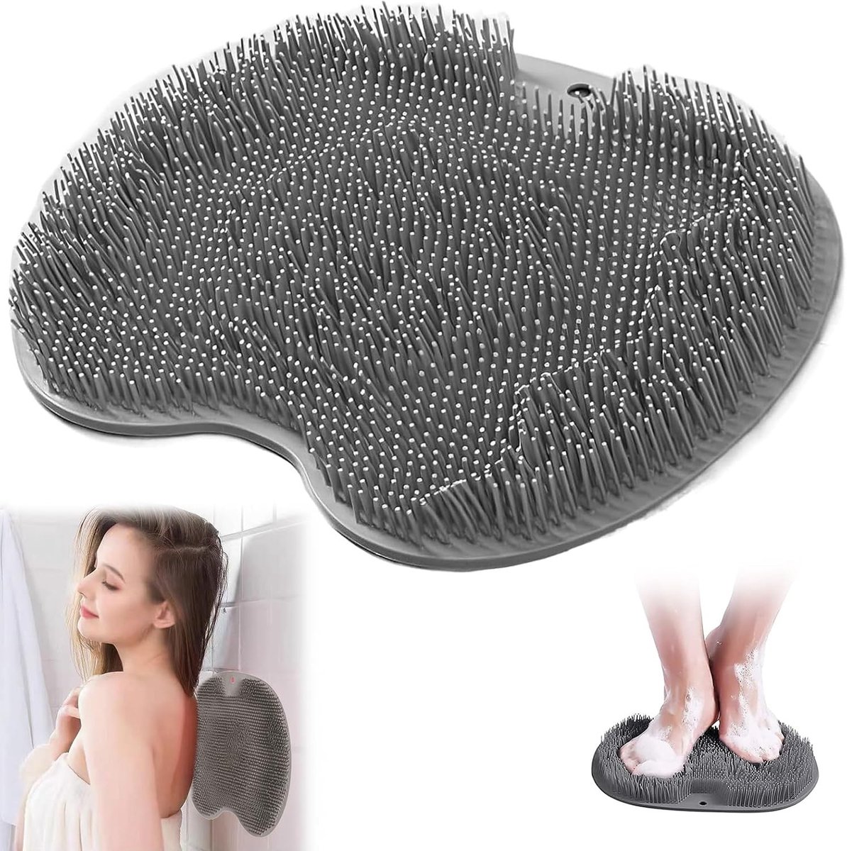 Non-slip Douche Massager voor Rug, Peeling Massager voor Ontspanning en Verzorging, Grijs