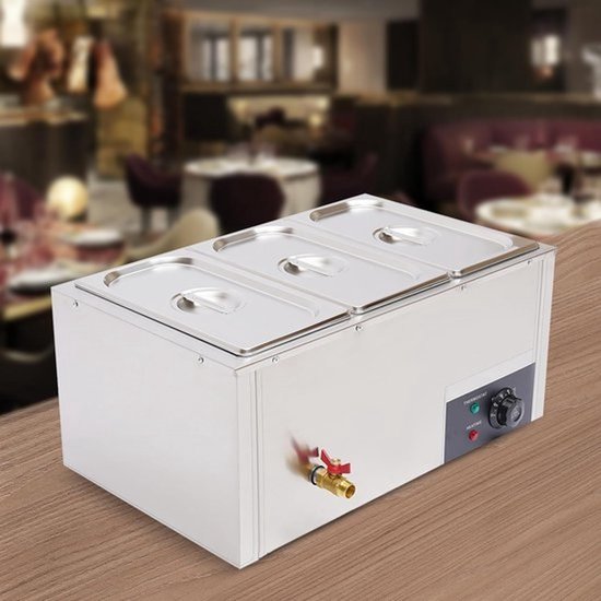 Elektrische Voedselverwarmer - Warmhoudplaat Buffet - Feestjes Thuis - Waterbad Systeem - 57x38x27 cm - Zilver — afbeelding 2