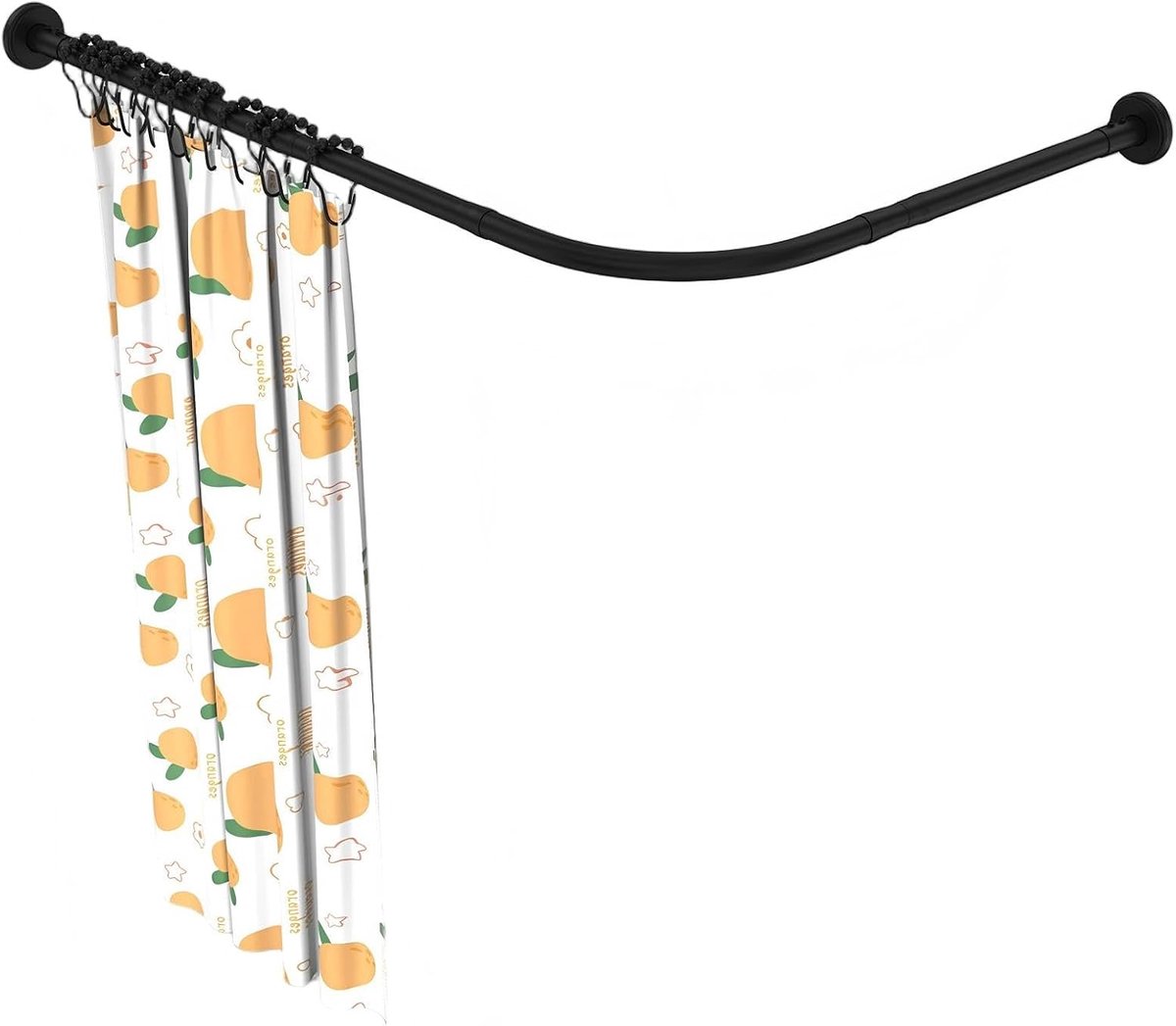 Douchegordijnstang in L-vorm, 70-100 x 90-120 cm, uittrekbare douchestang van roestvrij staal 304, installatie zonder boren of met schroeven voor badkuip en hoek, zwart