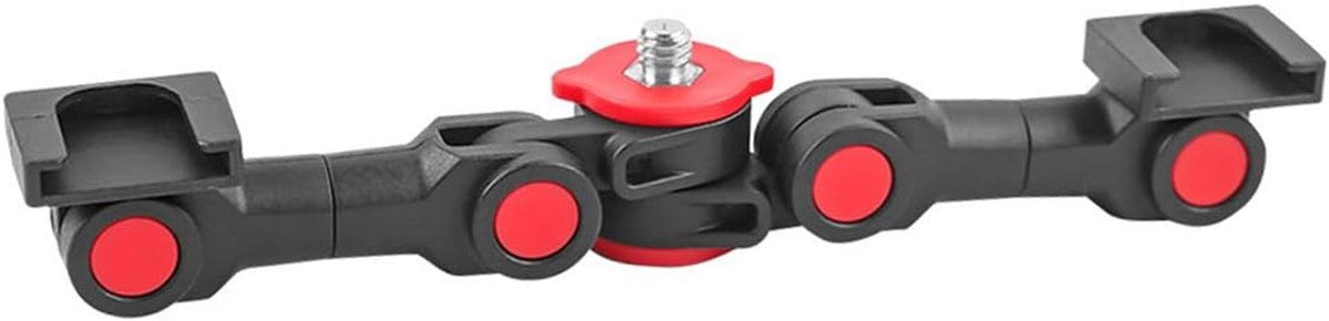 Camera-monitorstandaard met dubbele koude schoenhouder, 1/4 inch adapter en 360 ° rotatie en 180 ° kanteling