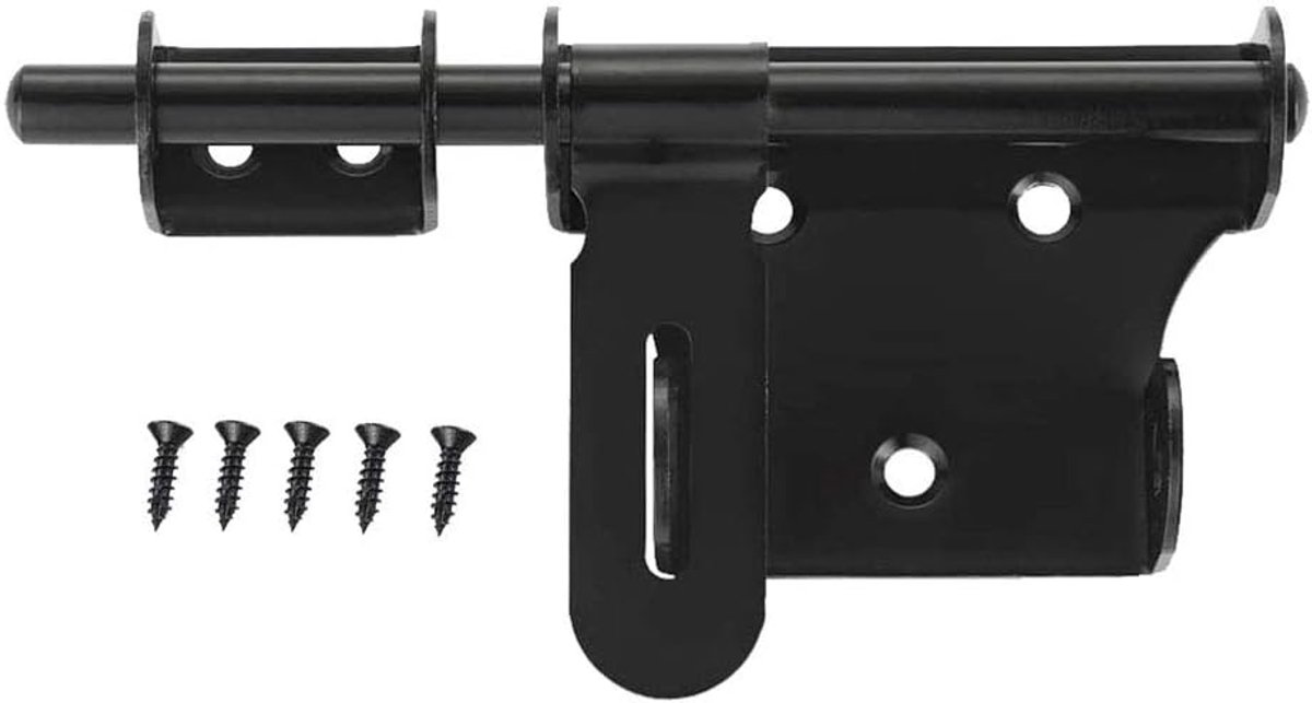 Bolt Gate Klink Zwart, 6 Inch Verdikking Roestvrij Staal Barrel Bolt Met Hangslot Gat, Binnendeur Klinken