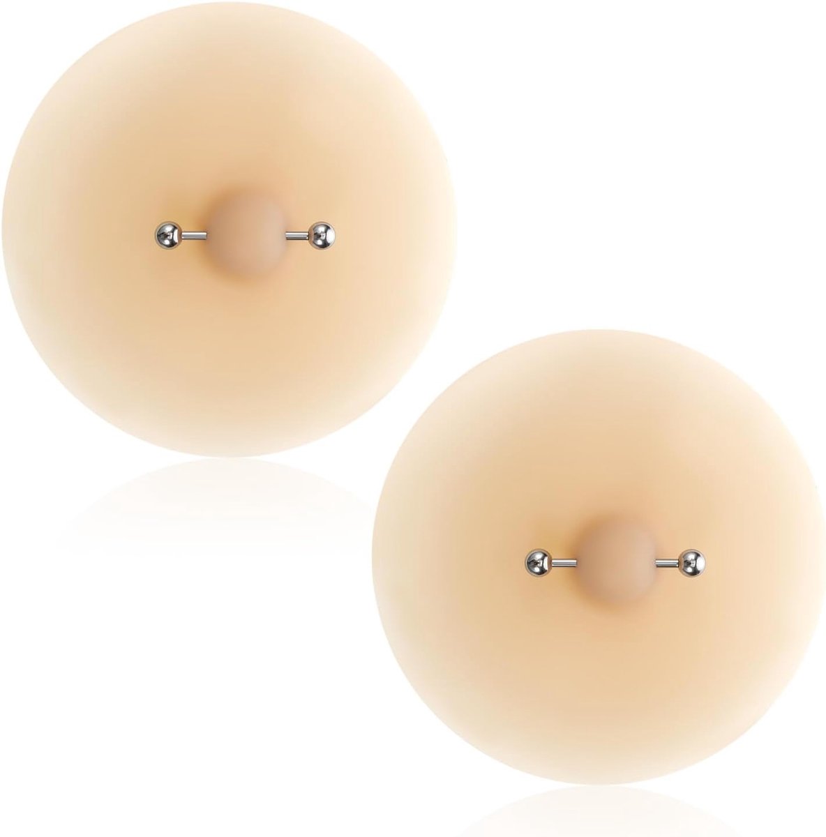 1 paar, 8,8 cm, siliconen, tepelafdekkingen met piercing, ronde tepelpads, waterdicht, Beigeig, voor vrouwen