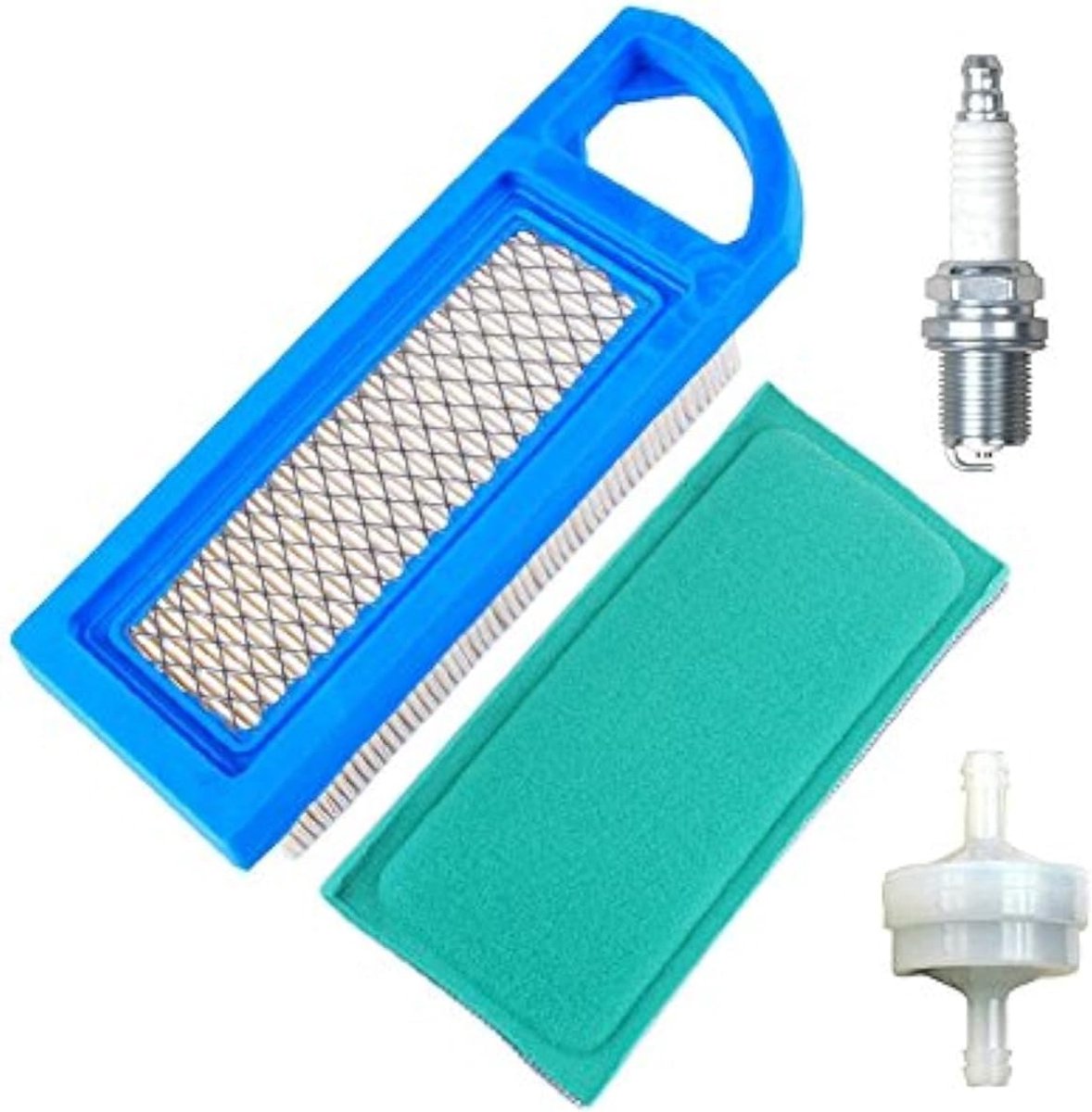 Air Filter en 697015 Pre Filter met 394358 Fuel Filter Spark Plug Compatibel met Briggs & Stratton Lawnmower Engines