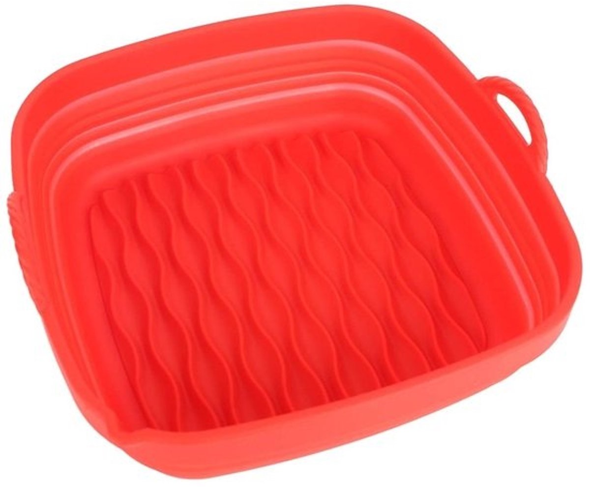 Herbruikbare Frituurmanden - Siliconen Inzetstukken - Veilig Bakken - Hittebestendig & Oliebestendig - 22 x 20 x 3 cm - Rood