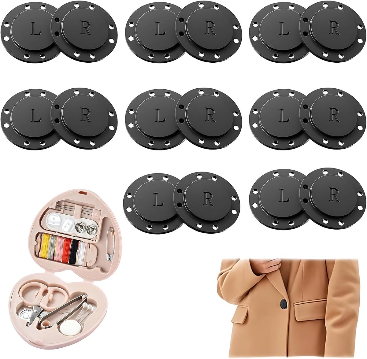 Knopen 26 mm met Mini Naaiset – Sterke Magneetsluiting voor Kleding, Tassen en DIY Projecten