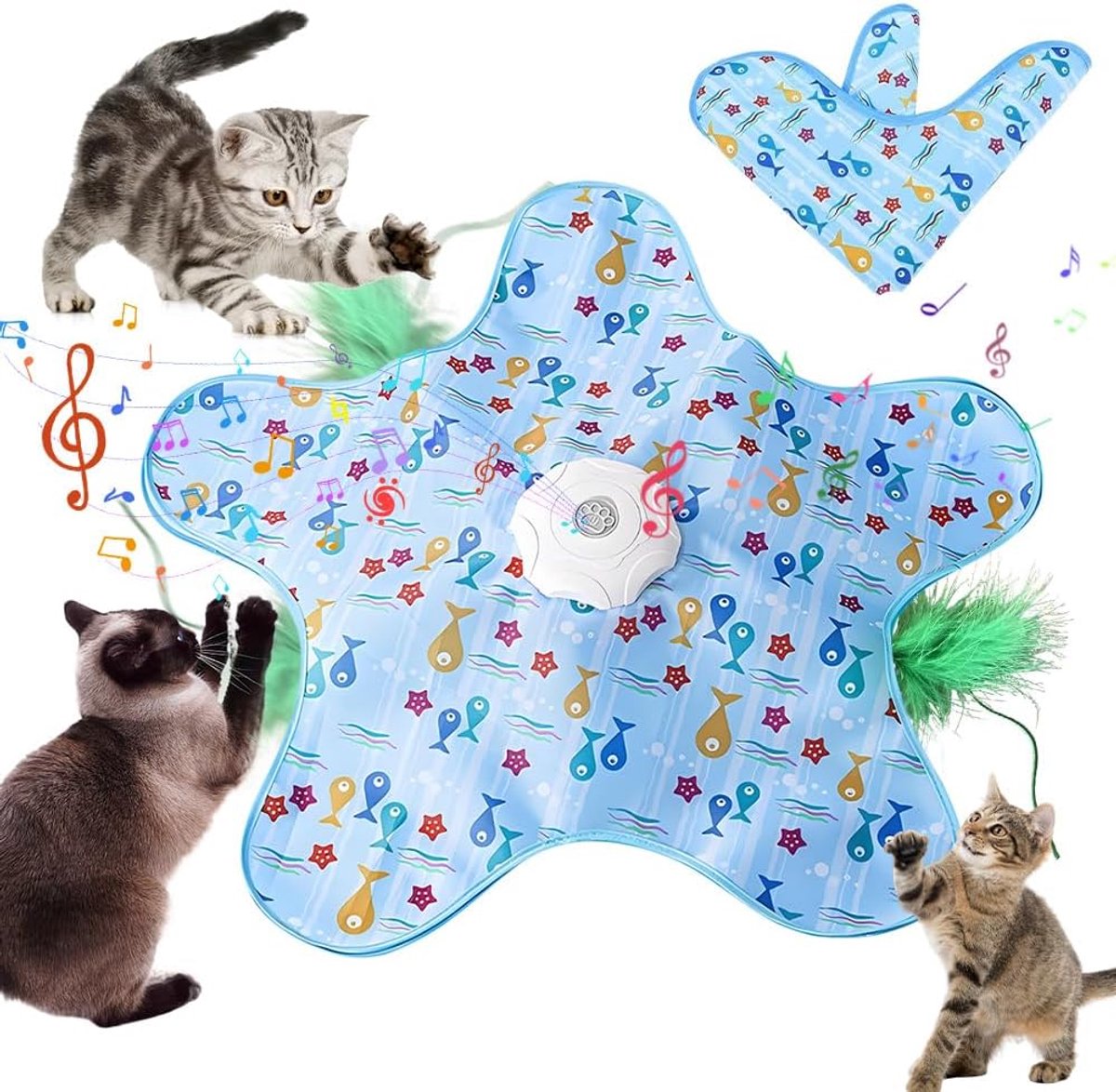 kattenspeelgoed met veerautomaat, kattenspeelgoed, zelfbezigheid, oplaadbaar kattenspeelgoed, elektrisch met muisgeluiden, 3 speelmodi, instelbare snelheid