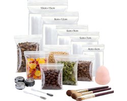 Set van 500 stuks zip-druksluitingen, herbruikbare baggies met rits transparant 160 μm (beide zijden), afsluitbare plastic zakken en zakken in 5 maten, transparante kleinste ritszakken