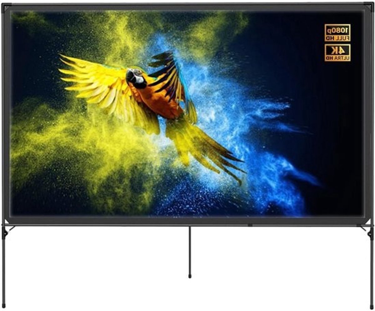 Projectiescherm met standaard - Buitenbioscoop Scherm - Openlucht Films - Opvouwbaar Mobiel - 80 inch - Zwart