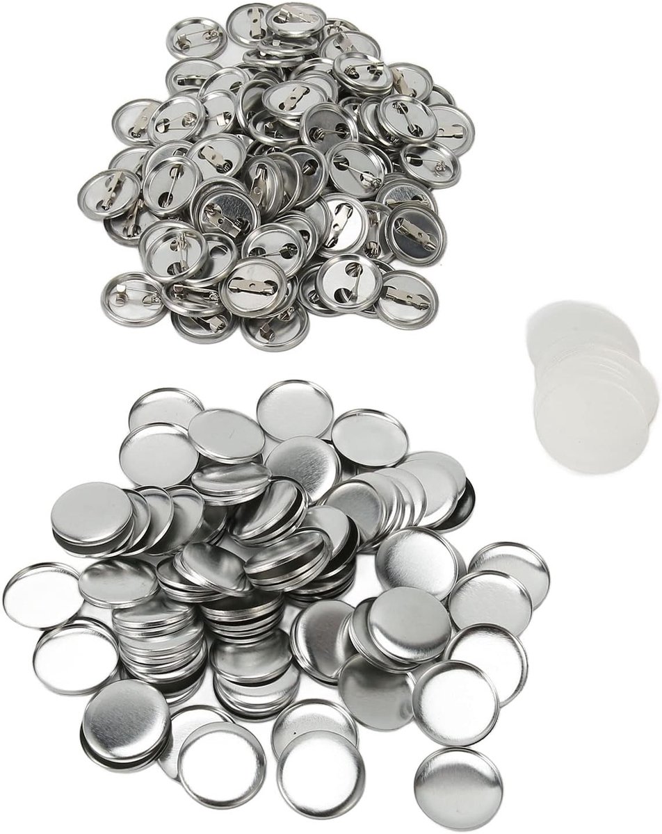 Pin Badge Kit, Eenvoudig Te Printen Knop Badge Onderdelen Set Roestpreventie 100 Sets voor Handwerk (25MM)