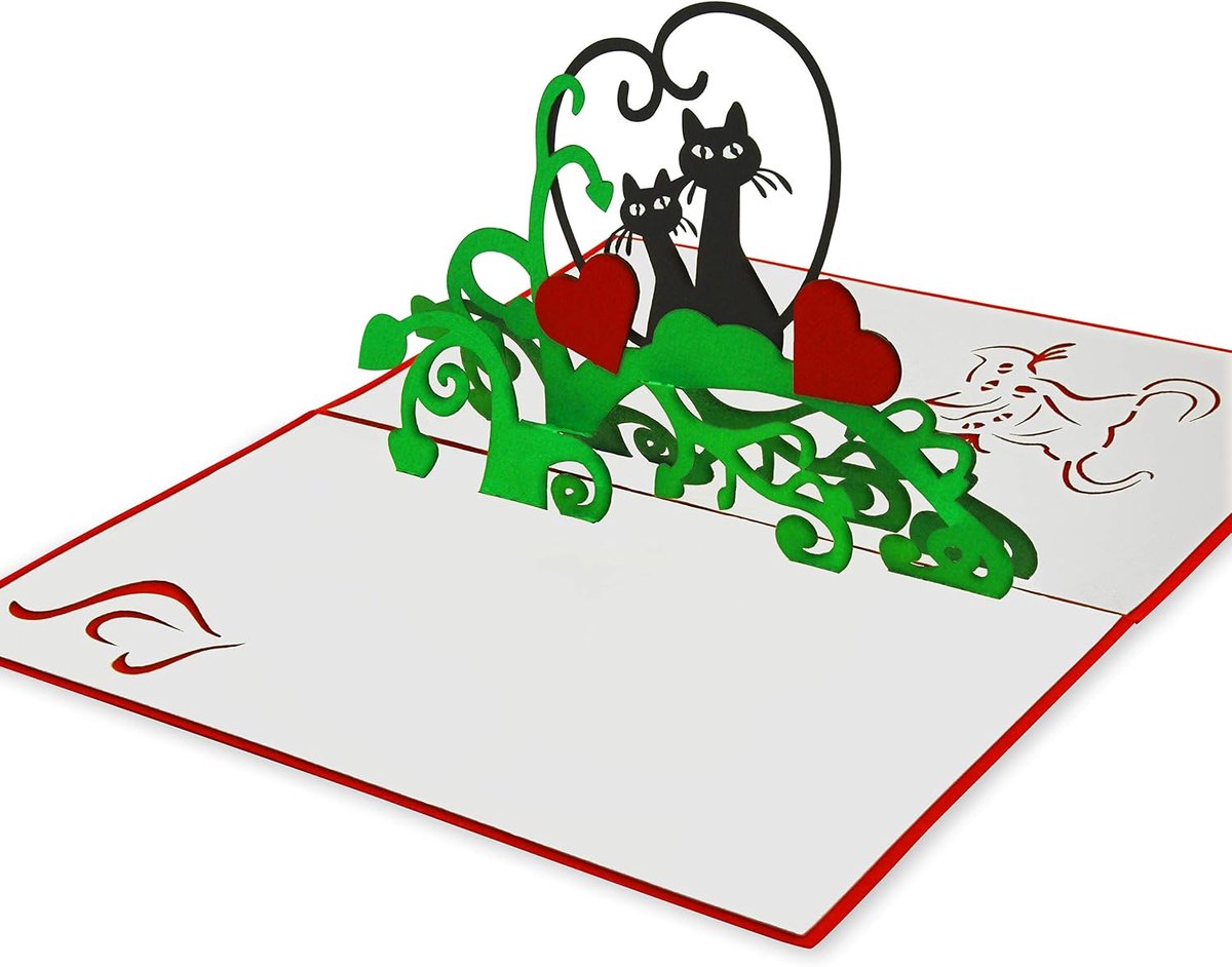 kaart voor een geliefde - 3D pop-up wenskaart met katten voor liefdesgroeten - hoogwaardig cadeau voor bruiloft, huwelijksverjaardag, verloving & als klein compliment