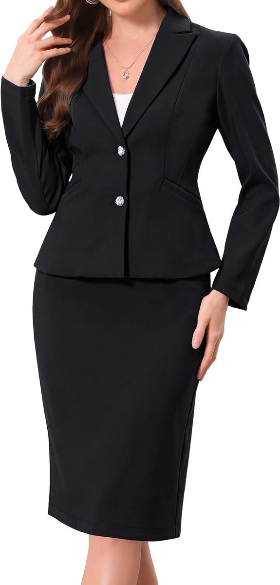K 2-delige blazer rok kostuum set lange mouwen blazer kokerrok formele zakelijke outfit