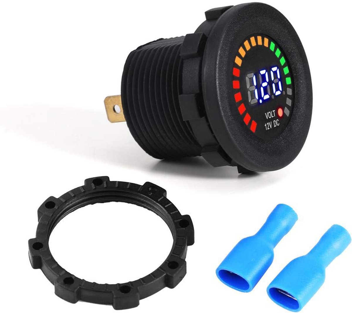 Voltmeter 12V Digitaal Display LED Weergave 5-15V Waterdichte Spanningsmeter voor Motorfietsen, Auto's, Boten, ATV, Caravans, Campers