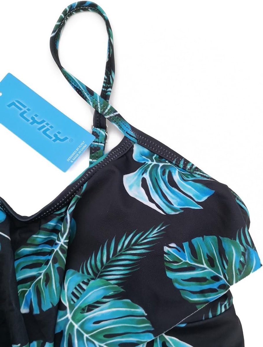 2 Stuk Tankini Badpakken Volant Gedrukt Top Met Boyshorts Plus Size Badmode Badpak