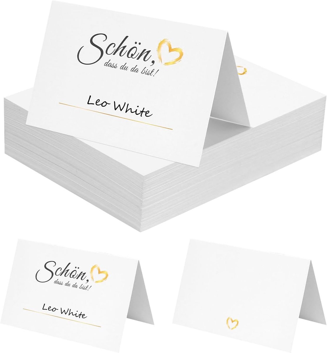Schön Dass Du Da Bist, 100 stuks tafelkaarten bruiloft tafelkaarten verjaardag 85 x 55 mm, tafeldecoratie naamkaarten plaatskaarten voor bruiloft verjaardag