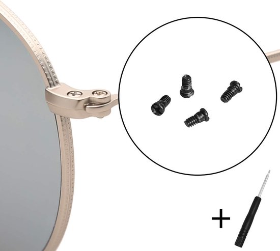 zwarte schroeven voor Ray-Ban Aviator RB3025 3025 Zonnebril Reparatieset (Set van 4), Bonus Schroevendraaier (zwart) — afbeelding 2
