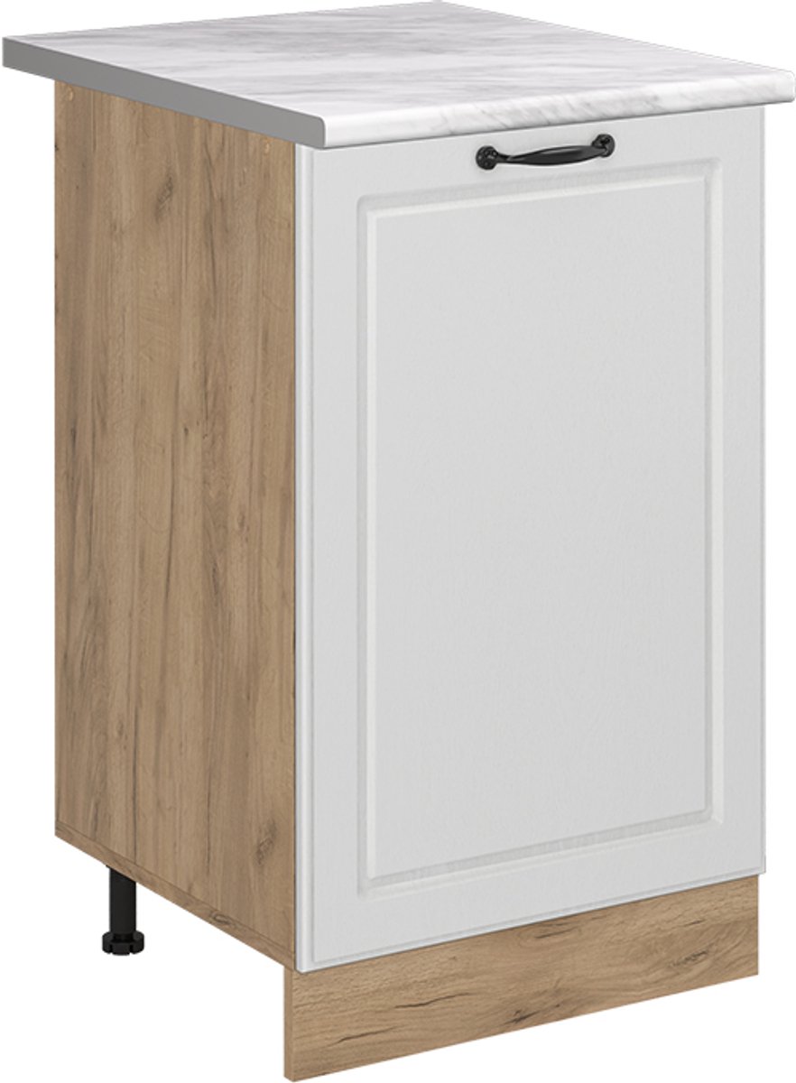 Vicco Keukenonderkast R-Line, Wit landelijk/Goudkleurig Eiken, 50 cm marmer werkblad