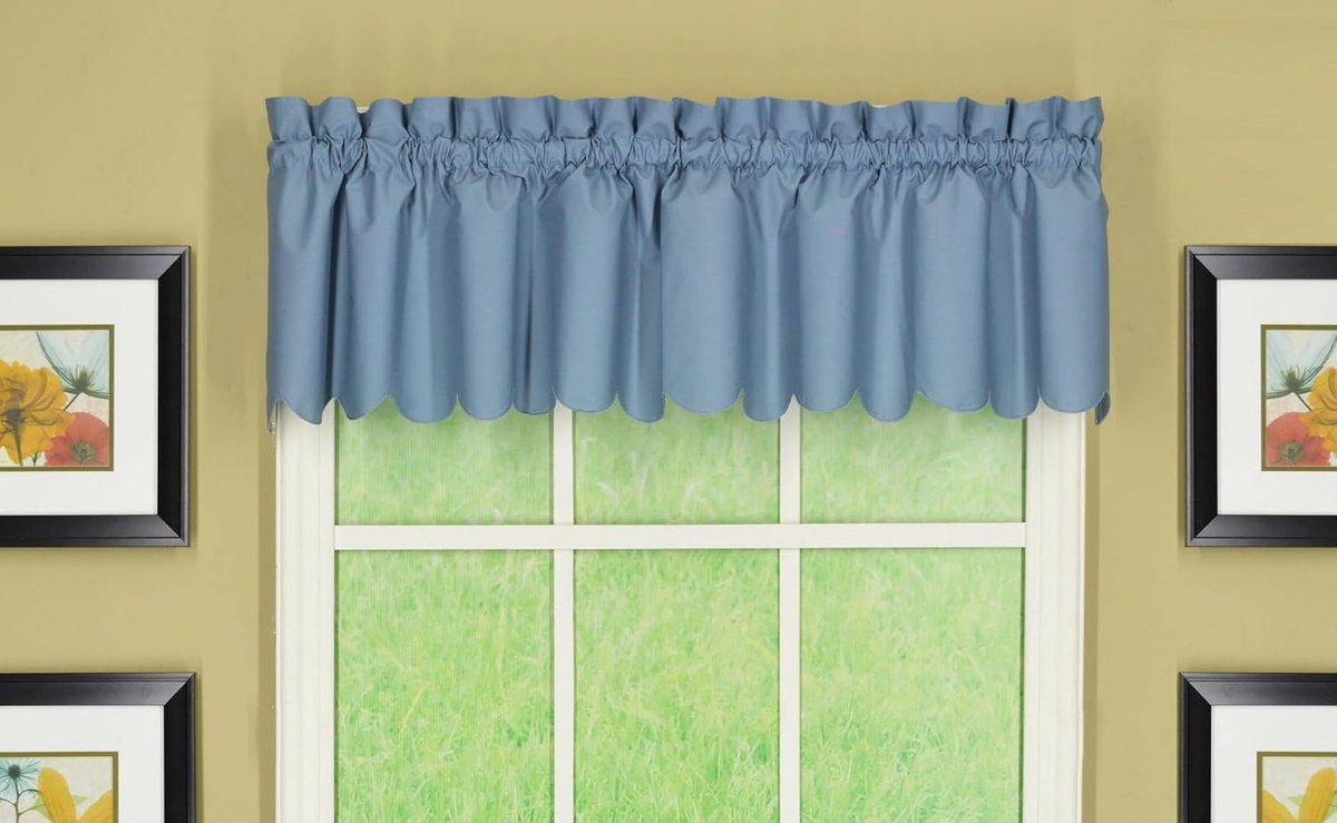 Curtain Orleans Sint-jakobsschelpgordijn, blauw 30,5 cm valance, 152,4 cm B x 30,5 cm L, blauw