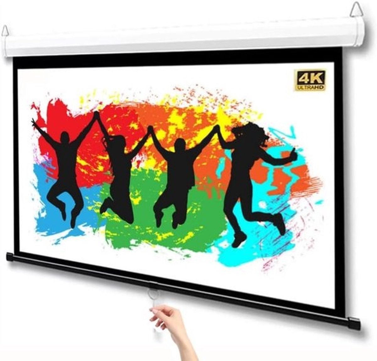 Uittrekbaar Projectiescherm - Zelfsluitend Scherm - Thuisbioscoop Creëren - Automatisch Vergrendelend - 60 Inch 4:3 - Wit