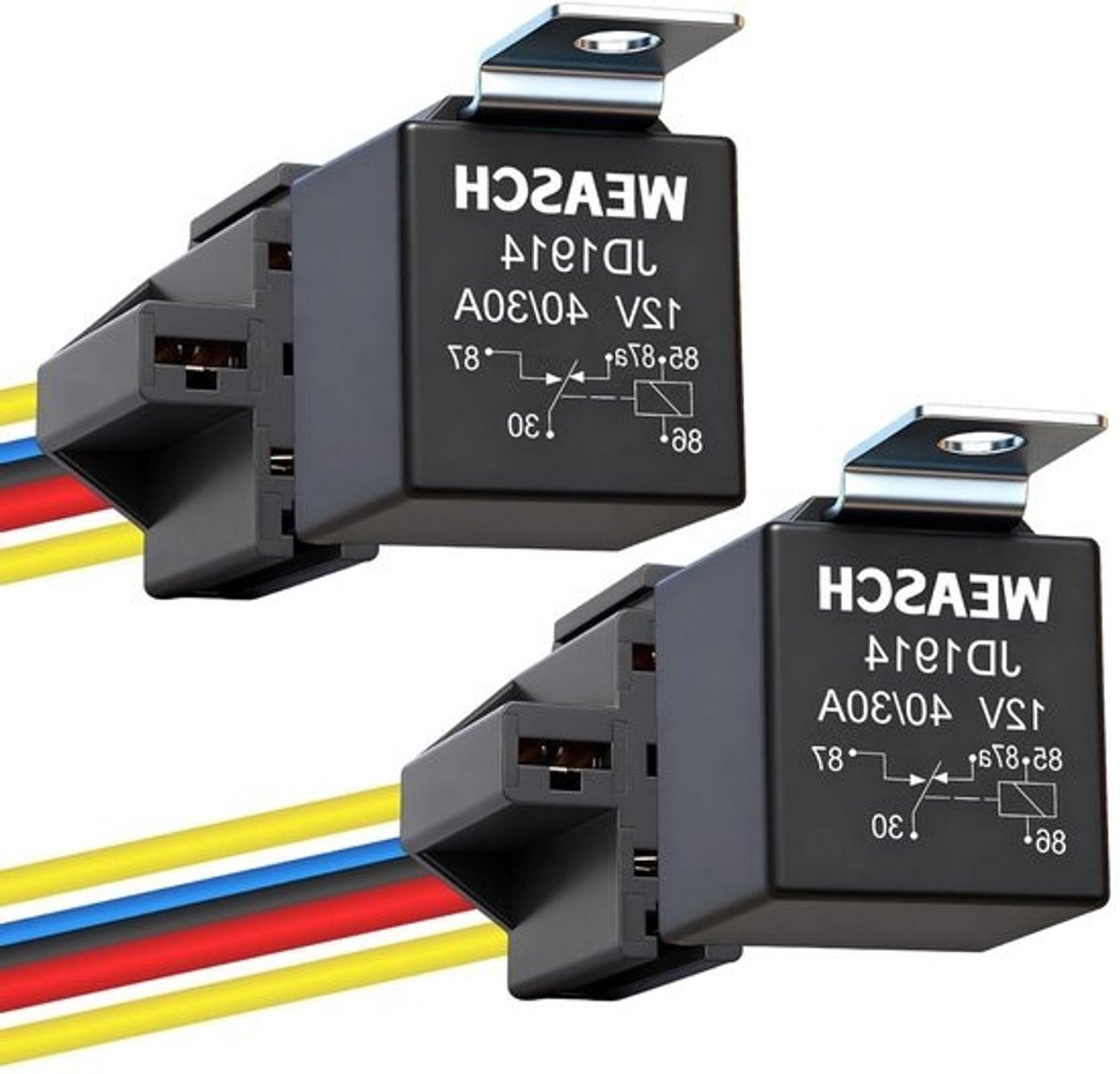 Auto Relais Kit - 5-polige Relais - Elektrische Circuits - Vergrendelbare Voet - 12V 40A - Zwart