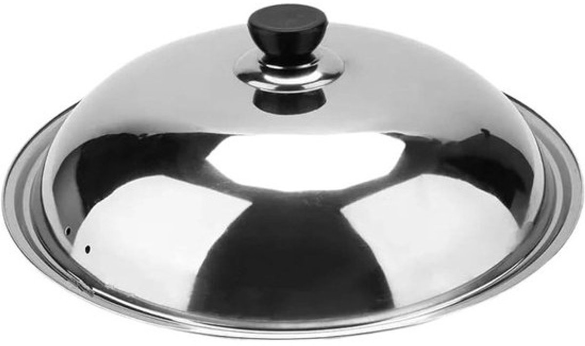Pannendeksel - Braaddeksel Wok - Koken - Universeel Roestvrij Staal - 30 cm - Zilver