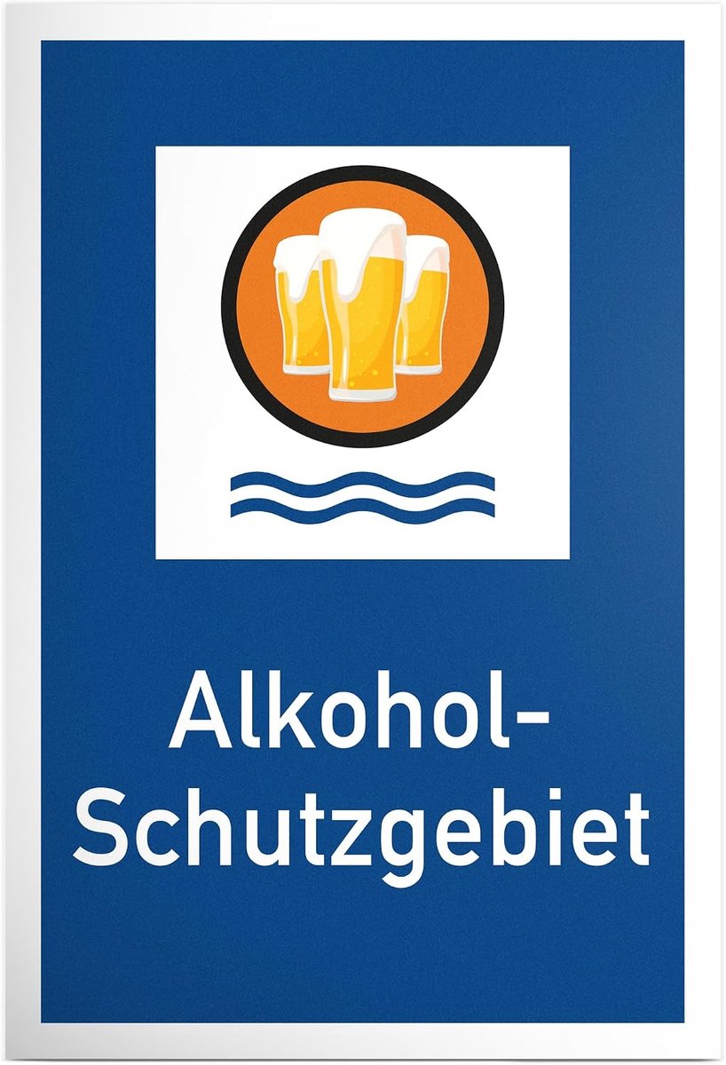Alcoholbeschermingsgebied, plastic bord met spreuk - grappig cadeau voor hem, cadeau-idee verjaardagscadeau mannen/jongens, party decoratie-accessoires, grappig artikel JGA - accessoire fotobox