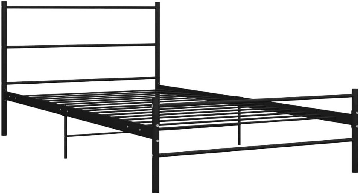 Bedframe metalen bed lattenbodem & hoofdeinde bed tienerbed bedframe bed bedframe voor slaapkamer of logeerkamer zwart metaal 90 x 200 cm