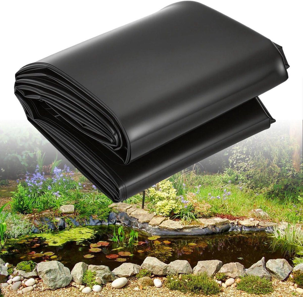 2 x 3 m, zwart, 0,2 mm HDPE, stabiele folie met hoge scheurvastheid voor vijverbouw, verhoogd bed, zwemvijver en tuinprojecten