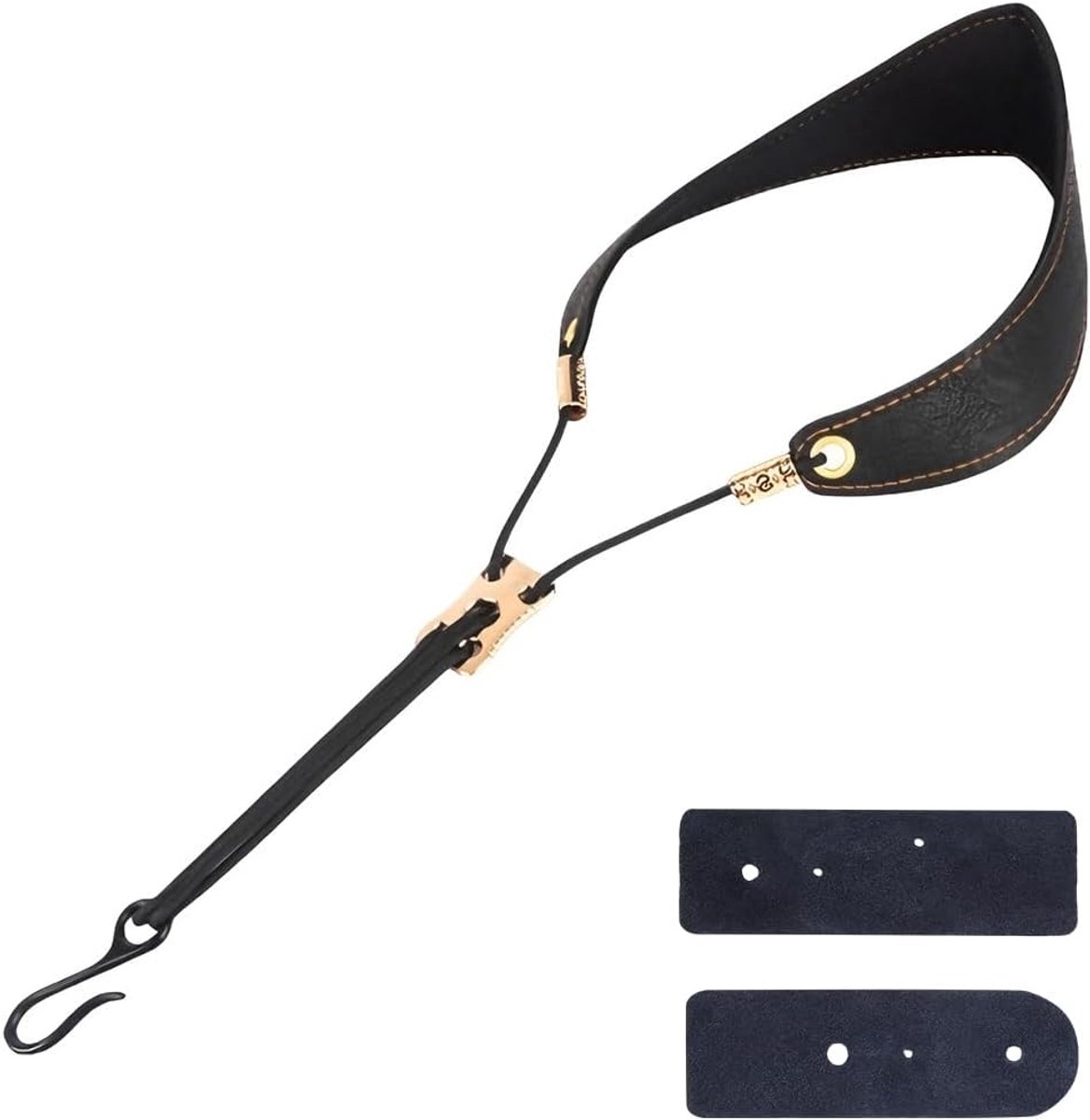 Klarinet nekband zwart PU-leer legering verstelbaar breed gewatteerd ergonomisch ontwerp muziekinstrumenten onderdelen klarinetten bandjes voor hobosaxofoon bariton sopraan hoorn