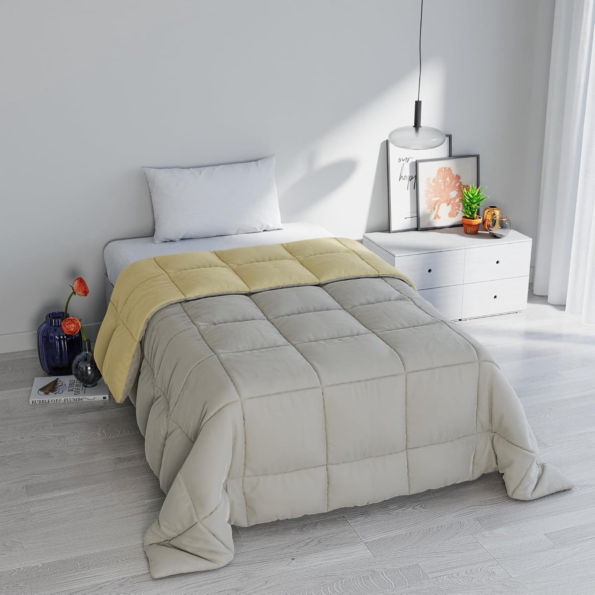 Bed Linen ELEGANT Winter Quilt, Lichtgrijs/Crème, 170x260cm