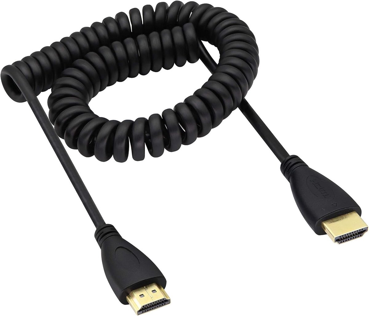 HDMI mannelijke HDTV veerkabel, 1080P 4k Hoge snelheid Ultra HD hdmi mannelijke Lente draad 2 m, Compatibel met LCD TV, projector, set-top box, Xbox en andere apparaten met HD HDMI-interface.