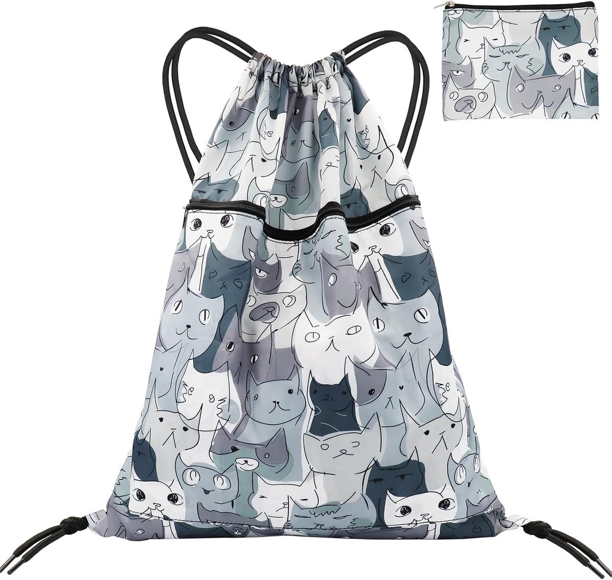 Rugzak met trekkoord, klein, stof, sporttas, sporttas, school, meisjes, jongens, zwembad, trekkoord, gymtas voor zwemmen, yoga, reizen, strand, dames, heren, kinderen, 33 * 40 cm (grijs)
