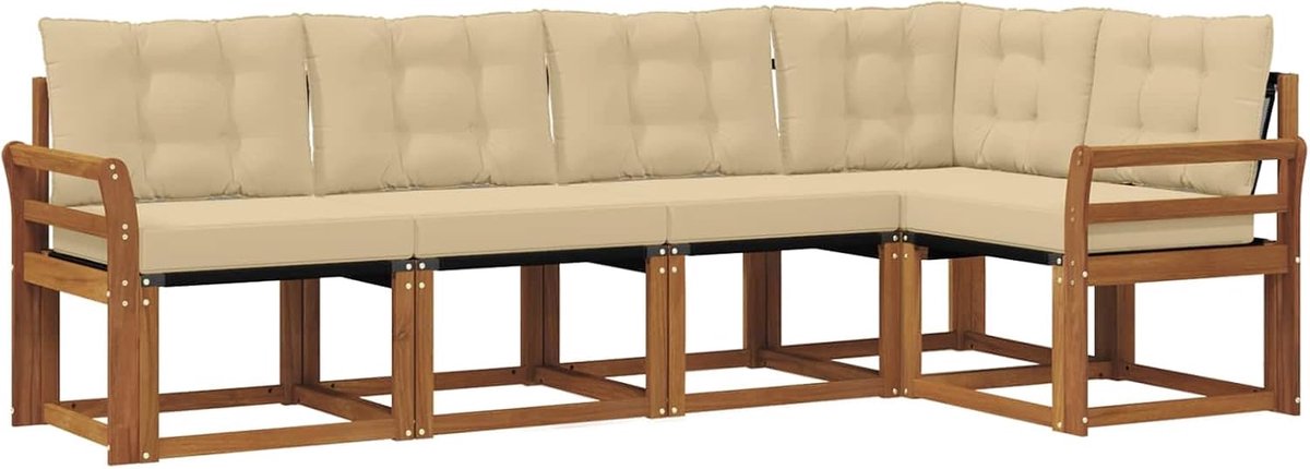 Bankset voor buiten, 5-delig, natuur en beige