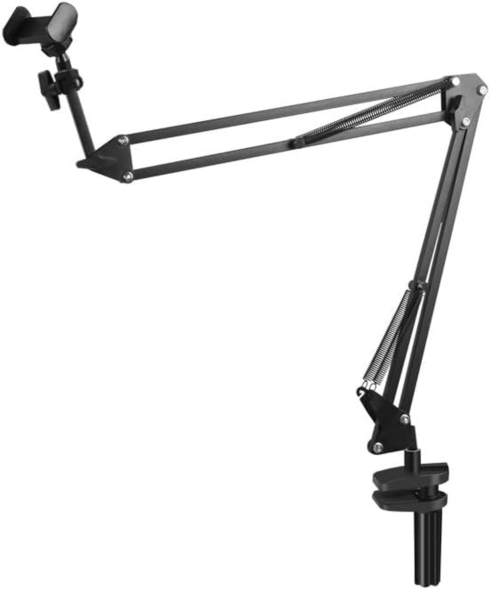 360° verstelbare tablethouder met klem, stabiele aluminium arm voor bed, bank en bureau, compatibel met 4,5-16,1 inch apparaten (iPad, Galaxy Tab, Kindle, mobiele telefoon, schakelaar)