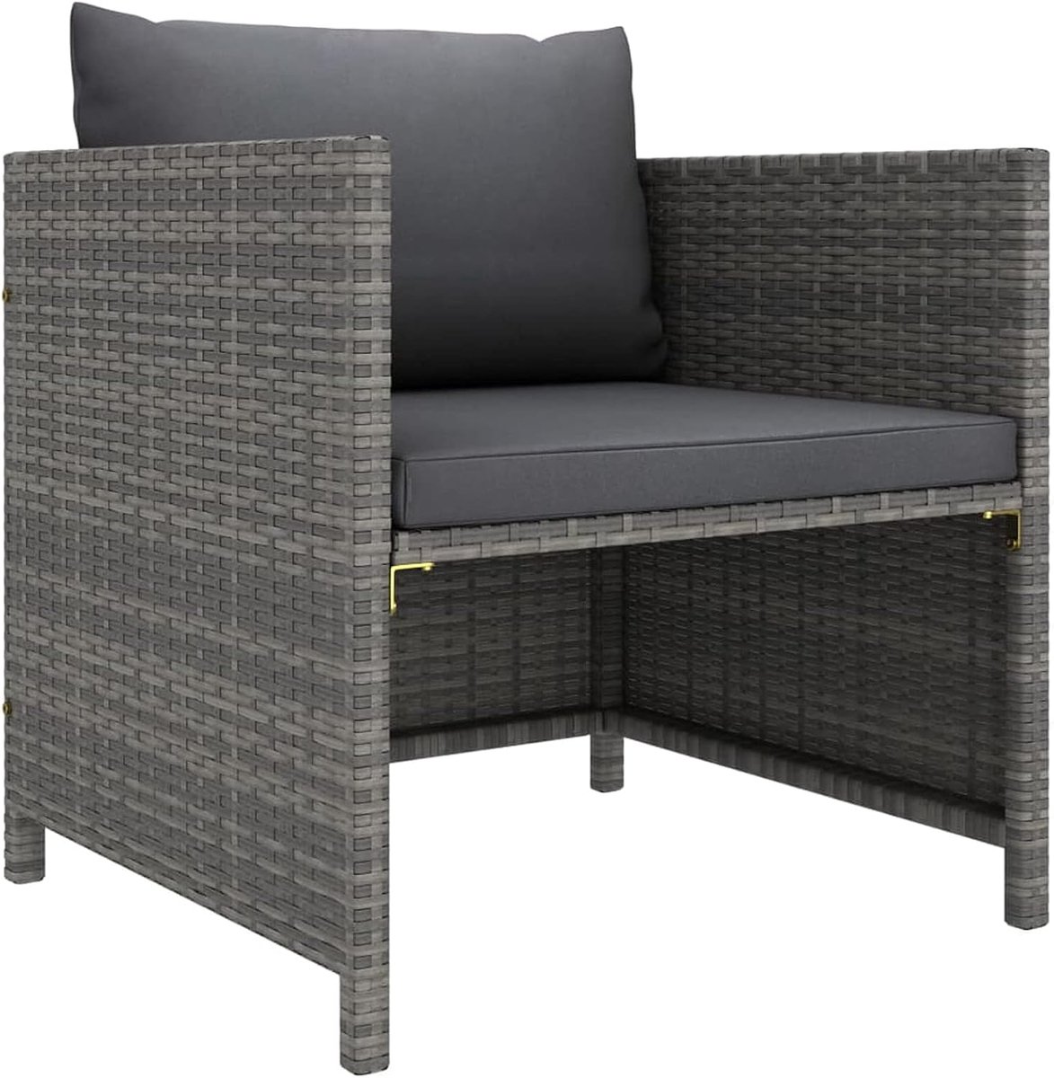 Tuinstoel voor buiten van polyrotan grijs, 60 x 60 x 60 cm, tuinstoel met armleuningen van polyrattan grijs, buitenstoel van rotan, stoel van rotan, stoel voor buiten, kampeerstoel