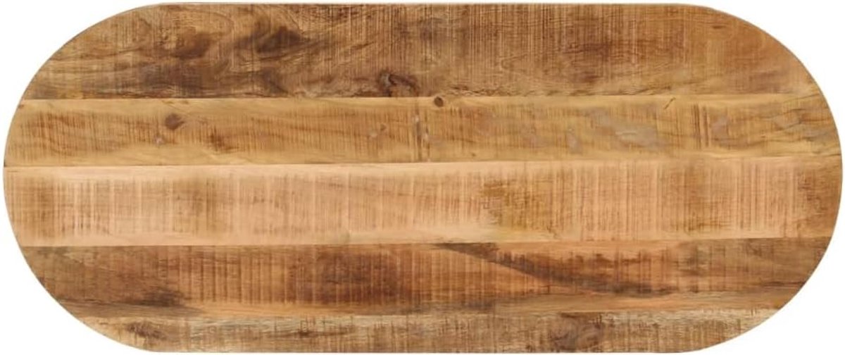 Houten tafelblad, vervangend tafelblad, vervangingsplaat voor tafel, geschikt voor eetkamer, hotel, café, restaurant, 120 x 60 x 3,8 cm, ovaal, ruw, massief mangohout