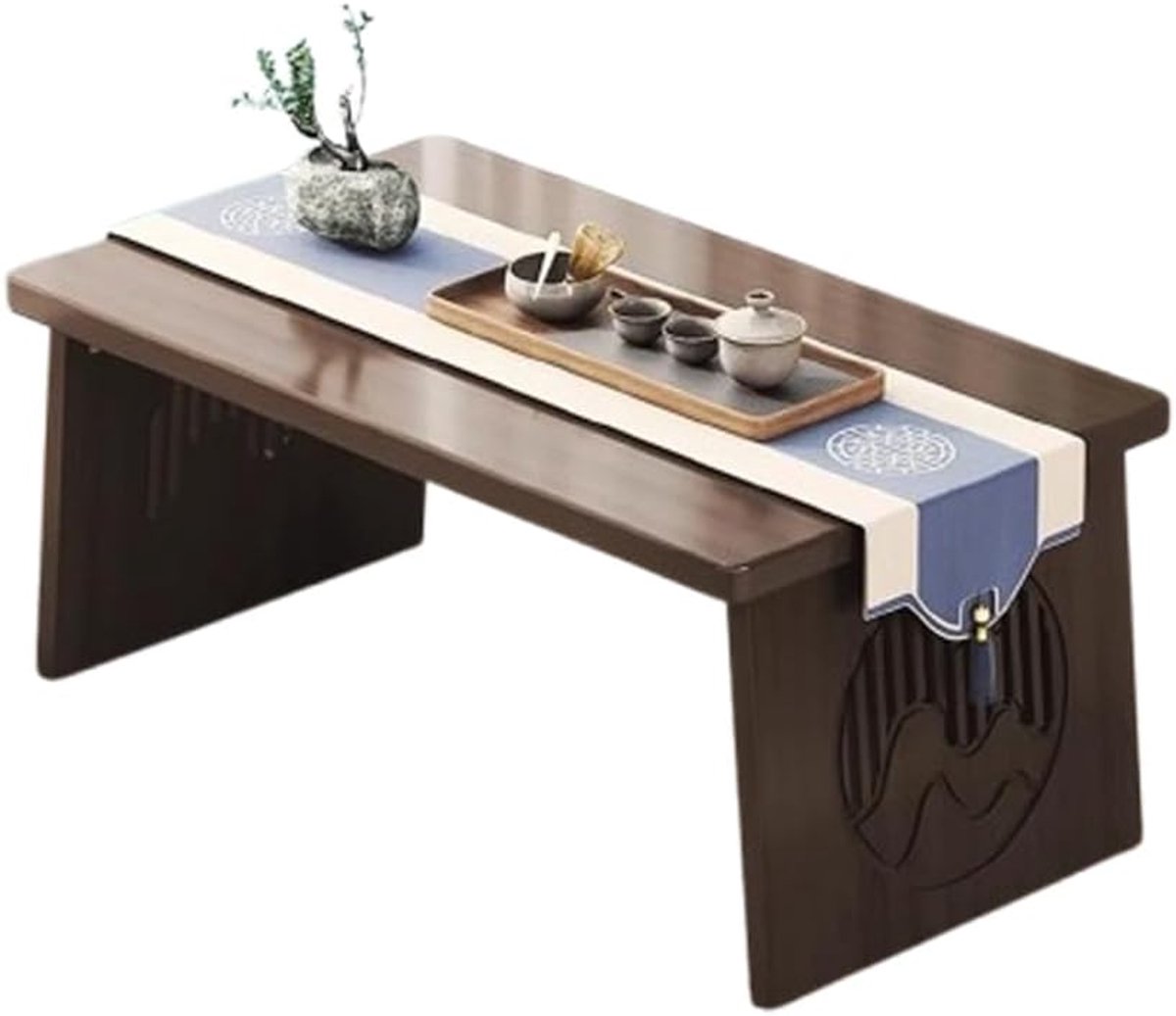 Japanse stijl vloer kleine theetafel tatami salontafel, lage oude tafel voor meditatie, voor vloer zitten, voor eten en spirituele praktijken (walnoot, 70 x 40 x 30 cm)