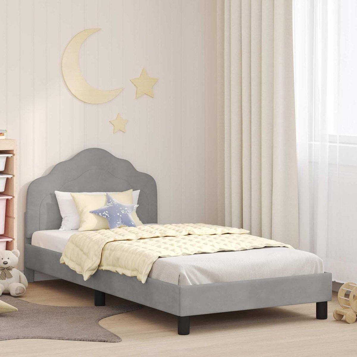 Houten kinderbedframe modern hoofdbord Lichtgrijs 80x200 cm