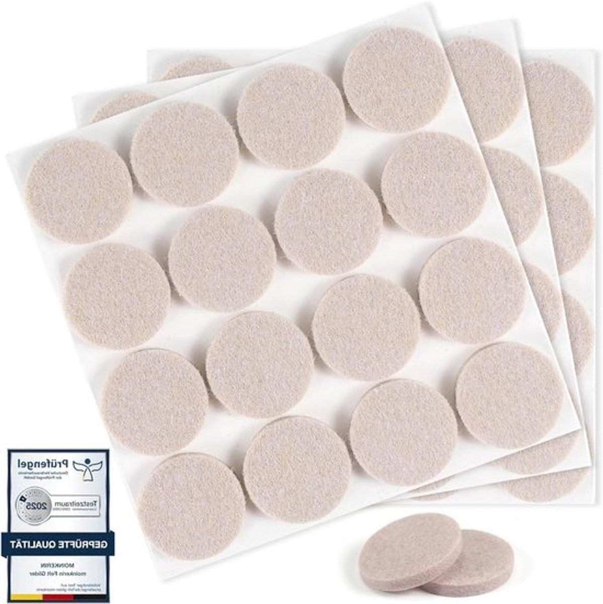 Viltglijders Zelfklevend - Meubelpads Vloerbeschermers - Meubels Beschermen - Extra Dikke Demping - 30mm Doorsnede - Beige