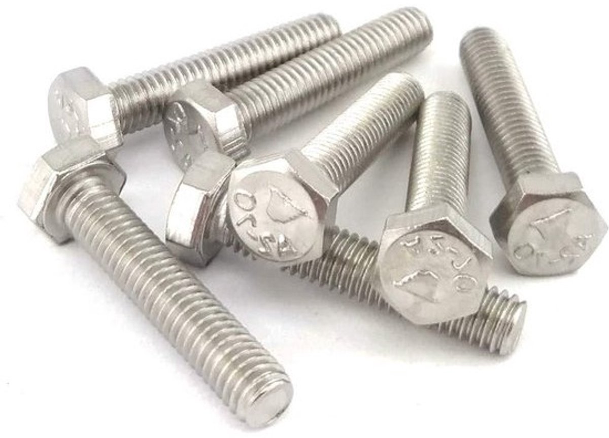 Zeskantschroeven DIN 933 - Bouten roestvrij staal - Bevestigen van materialen - Volledige schroefdraad - M20x45 5 stuks - Zilverkleurig