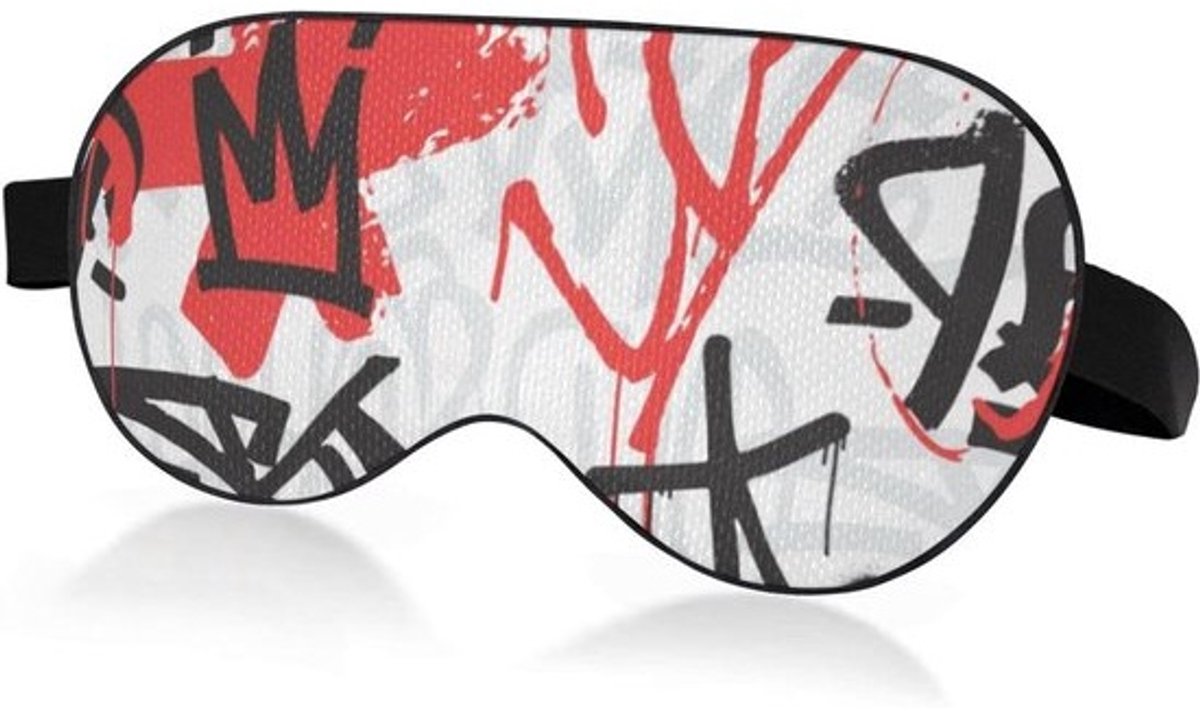 Graffiti Slaapmasker - Oogmasker Slapen - Licht Blokkeren - Drukverlagend Ontwerp - 24 x 10 cm - Zwart