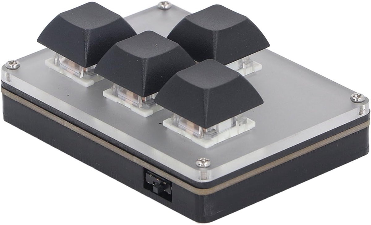 Gamingtoetsenbord met 4 Toetsen, Gamingtoetsenbord met één Hand 2.4G USB BT Type C Draadloos Mini Mechanisch Toetsenbord met Ingebouwde Lithiumbatterij voor Game, Kantoor en