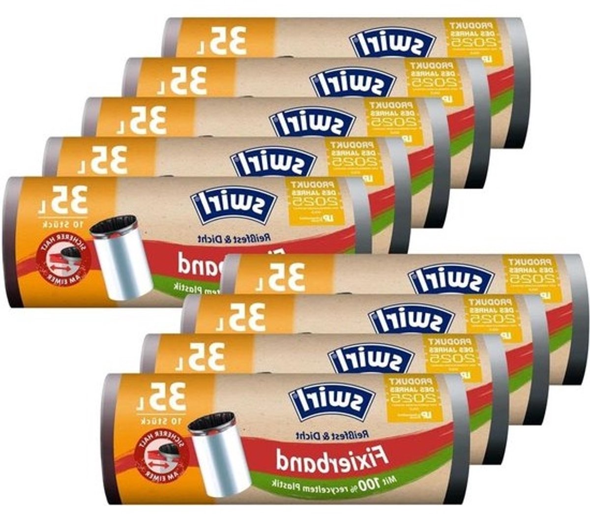 Vuilniszakken met band - Afvalzakken huishouden - Afval scheiden - Stevige fixatie - 35 liter 90 stuks - Wit